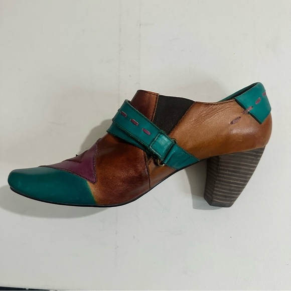 Elite by Corkys Multicolour Classic Leather Sawtooth Slip On Heels Booties Sz 11 - Picture 6 of 13